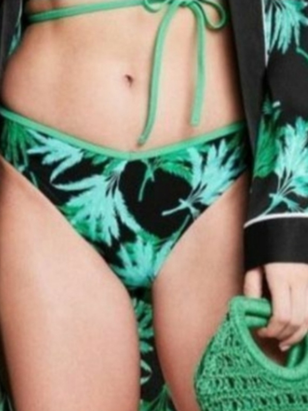 Fe Noel X Target Palm Print Green and Black Palm Print Swim Bottom.